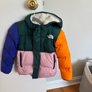 The North Face toddlers' down hooded jacket size 3T ponderosa green